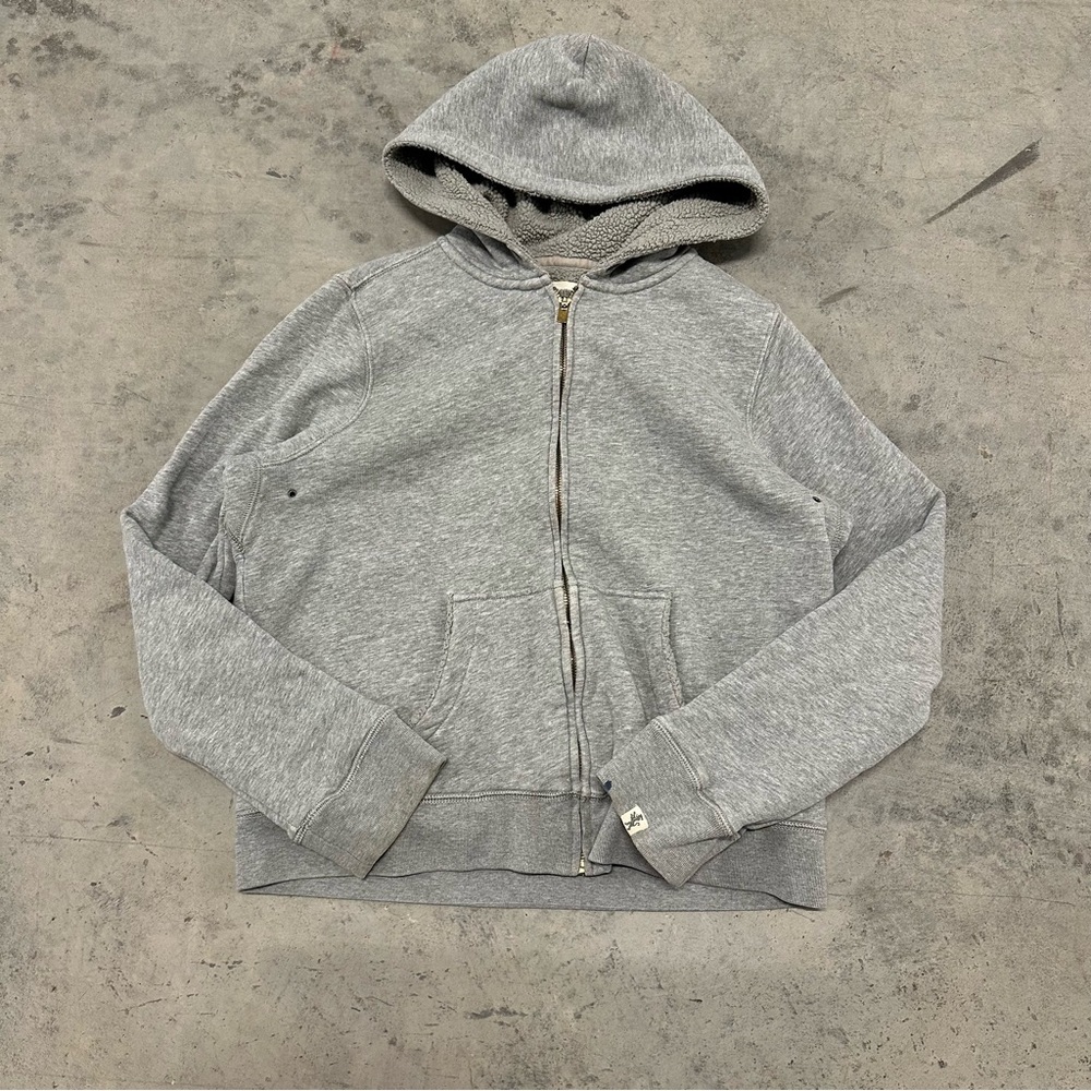 J Crew Sherpa Fleece Hoodie Jacket Cream Medium